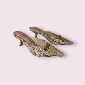 Sam Edelman Snake Print Heels with Gold Detail